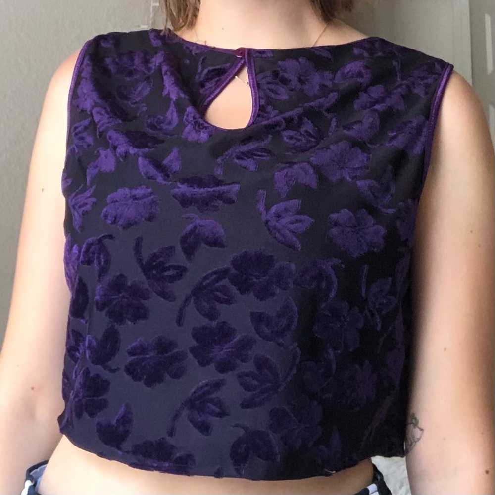 Vintage Velvet Keyhole Crop Top